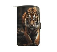 FekiLoot Wild Animals Tiger Wallet Large Capacity Travel Double Fold Wallets Portable Zipper Leather Purse for Women Men