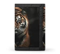 FekiLoot Wild Animals Tiger Wallets Exquisite Trifold Wallet Front Pocket Wallet with Zipper Keychain Coin Purse Credit Card Holder for Adult