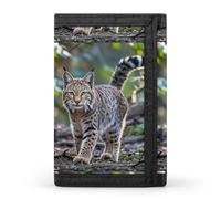 FekiLoot Wild Bobcat Wallet Men's Trifold Wallet Extra Capacity Credit Card Holder Cards Purse Front Pocket