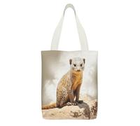 FekiLoot Wild Meerkats Canvas Tote Bags with Interior Pocket Big Capacity Shoulder Bag Zipper Casual Tote's Handbag Reusable Grocery Shopping Bags for Gift Activity Double-sided