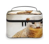 FekiLoot Wild Meerkats Makeup Bag Personalized Portable Travel Toiletry Bag Waterproof Cute Large Capacity Cosmetics Bags Fashion Lightweight Makeup Organizer Bags for Women