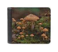 FekiLoot Wild Mushroom PU Leather Wallet Bifold Wallet Front Pocket Wallets Fashion Purse Slim Billfold Credit Card Holder