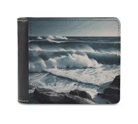 FekiLoot Wild Seas PU Leather Wallet Bifold Wallet Front Pocket Wallets Fashion Purse Slim Billfold Credit Card Holder