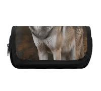 FekiLoot Wild Wild Gray Wolf Pencil Case Office Pencil Box Large Capacity Pencil Box Pouch Holder Double Zipper Pencil Case Use to Organize Desktop And Plan Space Home Office