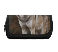 FekiLoot Wild Wild Gray Wolf Pencil Case Portable Zipper Large Capacity Pencil Bag Handheld Multi Function Portable Pencil Pouch Organizer for Family Office Supplies