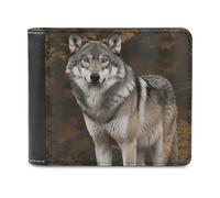 FekiLoot Wild Wild Gray Wolf PU Leather Wallet Bifold Wallet Front Pocket Wallets Fashion Purse Slim Billfold Credit Card Holder