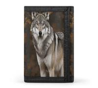 FekiLoot Wild Wild Gray Wolf Wallets Exquisite Trifold Wallet Front Pocket Wallet with Zipper Keychain Coin Purse Credit Card Holder for Adult