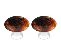 FekiLoot Wild Wolf in The Fire Cabinet Knobs for Kitchen Ornament, Round Zinc Decorative Drawer Pulls for Cabinets Trendy, Dresser Drawers Pulls Bathroom Dresser Knob with Screw