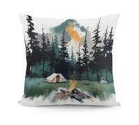 FekiLoot Wilderness Nature Camping Pillow Covers with Zipper for Sofa, Soft Plush Pillowcase for Living Room, Cozy Fluffy Cushion Covers for Bedroom, Breathable Throw Pillow Cover for Hotel, 18 in