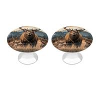FekiLoot Wildlife Hunting Deer Bear Elk Cabinet Knobs for Kitchen Ornament, Round Zinc Decorative Drawer Pulls for Cabinets Trendy, Dresser Drawers Pulls Bathroom Dresser Knob with Screw