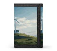 FekiLoot Wind Turbine Men's Wallet Extra Capacity Trifold Wallet Thin & Stylish Trifold Card Holder with ID Window