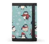 FekiLoot Winter Christmas Penguins Men's Wallet Extra Capacity Trifold Wallet Thin & Stylish Trifold Card Holder with ID Window