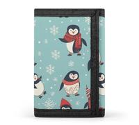 FekiLoot Winter Christmas Penguins Trifold Wallet Slim Credit Card Holder Stylish Trifold Billfold Minimalist Front Pocket Friendly Purses