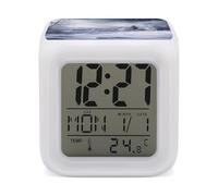 FekiLoot Winter Landscape Alarm Clock 7 LED Color Changing Wake Up Clock Digital Alarm Clocks with Snooze Digital Bedside Clocks with Night Light for Home Office Or Dorm