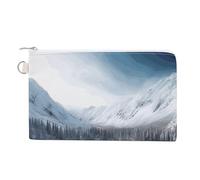 FekiLoot Winter Mountains Snow Scene Coin Purse,Travel Portable Keychain Wallet Canvas Coin Wallets Mini Zipper Tool Bag Lightweight Change Purse