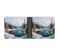 FekiLoot Winter Mountains Snow Scene Leather Wallet Double-Sided Different Images Bifold Wallet Ultra Strong Stitching Slim Wallets