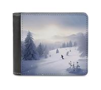 FekiLoot Winter Skiing PU Leather Wallet Bifold Wallet Front Pocket Wallets Fashion Purse Slim Billfold Credit Card Holder