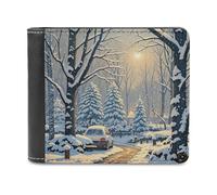 FekiLoot Winter Snow Scene Wallet Large Capacity Slim Bifold Wallet with Multiple Card Slots PU Leather Men Purse