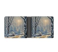 FekiLoot Winter Snow Scene Wallet Slim Leather Bifold Wallet Extra Capacity Wallets with Multiple Card Slots Men Billfold