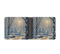 FekiLoot Winter Snow Scene Wallet Slim PU Bifold Design Wallet with Multiple Card Slots Wallets Extra Capacity Pocket Wallets