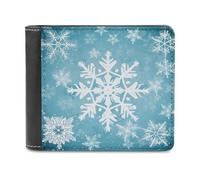 FekiLoot Winter Snowflake PU Leather Wallet Bifold Wallet Front Pocket Wallets Fashion Purse Slim Billfold Credit Card Holder
