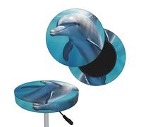 FekiLoot Winter The Dolphin Round Bar Stool Covers Stretch Washable Bar Stool Covers Dustproof Slipcover Bar Chair Covers with Elastic Band for Bar Kitchen Living Room Decor 13 Inch