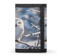 FekiLoot Winter White Owl Men's Wallet Extra Capacity Trifold Wallet Thin & Stylish Trifold Card Holder with ID Window