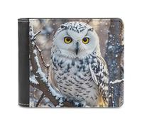 FekiLoot Winter White Owl Wallet Large Capacity Slim Bifold Wallet with Multiple Card Slots PU Leather Men Purse