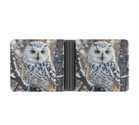 FekiLoot Winter White Owl Wallet Slim Leather Bifold Wallet Extra Capacity Wallets with Multiple Card Slots Men Billfold