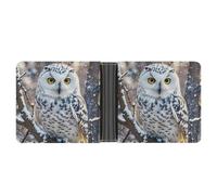FekiLoot Winter White Owl Wallet Slim PU Bifold Design Wallet with Multiple Card Slots Wallets Extra Capacity Pocket Wallets