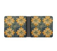 FekiLoot With Orange Pattern Leather Wallet Double-Sided Different Images Bifold Wallet Ultra Strong Stitching Slim Wallets