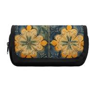 FekiLoot With Orange Pattern Pencil Case Office Pencil Box Large Capacity Pencil Box Pouch Holder Double Zipper Pencil Case Use to Organize Desktop And Plan Space Home Office