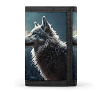 FekiLoot Wolf at Night Men's Wallet Extra Capacity Trifold Wallet Thin & Stylish Trifold Card Holder with ID Window