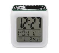 FekiLoot Wolf Moon Symbol Alarm Clock Night Light Alarms for Bedroom Smart Digital Alarm Clock LED Display Clocks with 7 Colorful Ambient Lights Sleep Timer for Heavy Sleepers Simple Operation