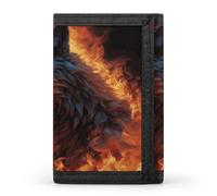 FekiLoot Wolf Surrounded by Fire Men's Wallet Extra Capacity Trifold Wallet Thin & Stylish Trifold Card Holder with ID Window