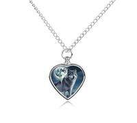 FekiLoot Wolf Under Moon Urn Necklace for Ashes, Personalized Heart Pet Cremation Jewelry, Cat Dog Urn Locket Pendant Keepsake Memorial Ash Jewelry Pendant for Pet Lovers & Gifts
