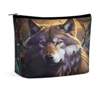 FekiLoot Wolves And Dream Catchers Toiletry Bag Travel Cosmetic Bag with Zipper Personalized Makeup Pouch Makeup Pouch for Women for Use in Daily Life Travel Other Occasions