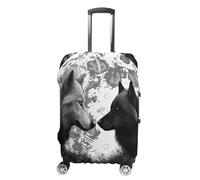 FekiLoot Wolves Under The Moon Travel Luggage Cover Anti-Scratch Suitcase Cover Elastic Luggage Protector Fits 19-28 Inch Case, white, Small, Stylish