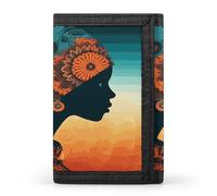 FekiLoot Woman Wearing Headscarf Men's Wallet Extra Capacity Trifold Wallet Thin & Stylish Trifold Card Holder with ID Window