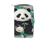 FekiLoot Women's PU Leather Panda Graphic Black And White Wallet Bifold Card Holder Purse Zipper Buckle Large Capacity Clutch