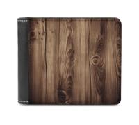 FekiLoot Wood Grain PU Leather Wallet Bifold Wallet Front Pocket Wallets Fashion Purse Slim Billfold Credit Card Holder