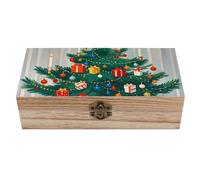 FekiLoot Wooden Treasure Chest Boxes for Keepsake Storage, Vintage Jewelry Box Christmas Decorations Wood Storage Box, Memory Case for Crafts And Photo Storage, Supplies 7.9'' X 3.9'' X2.3''