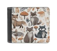 FekiLoot Woodland Raccoon Animals Leather Wallet Extra Capacity Bifold Wallet Stylish Passcase Wallets Cash Purse Front Pocket Credit Card Holder
