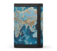 FekiLoot World Map Trifold Wallet Slim Credit Card Holder Stylish Trifold Billfold Minimalist Front Pocket Friendly Purses