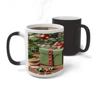 FekiLoot Wrapped Christmas Gift Mug Heat Sensitive Coffee Mugs Colour Changing Magical Coffee Tea Cup Funny Art Mug Sublimation Mugs Novelty Ceramic Cup for Women Men 11oz