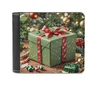 FekiLoot Wrapped Christmas Gift Wallet Large Capacity Slim Bifold Wallet with Multiple Card Slots PU Leather Men Purse