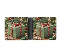 FekiLoot Wrapped Christmas Gift Wallet Slim Leather Bifold Wallet Extra Capacity Wallets with Multiple Card Slots Men Billfold