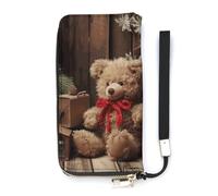 FekiLoot Xmas Tree Branch Bear Doll Long Wallet Large Capacity Zipper Purse Ladies Multi-card Slot Coin Phone Travel Pocket