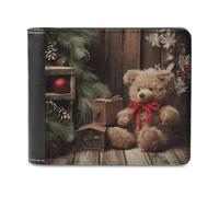FekiLoot Xmas Tree Branch Bear Doll Wallet Fashionable Slim Leather Wallet with Multiple Card Slots And Hidden Compartments Wallets