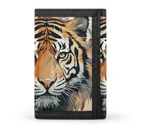 FekiLoot Year of The Tiger Tiger Face Trifold Wallet Slim Minimalist Front Pocket Men's Passcase Wallet Credit Card Holder